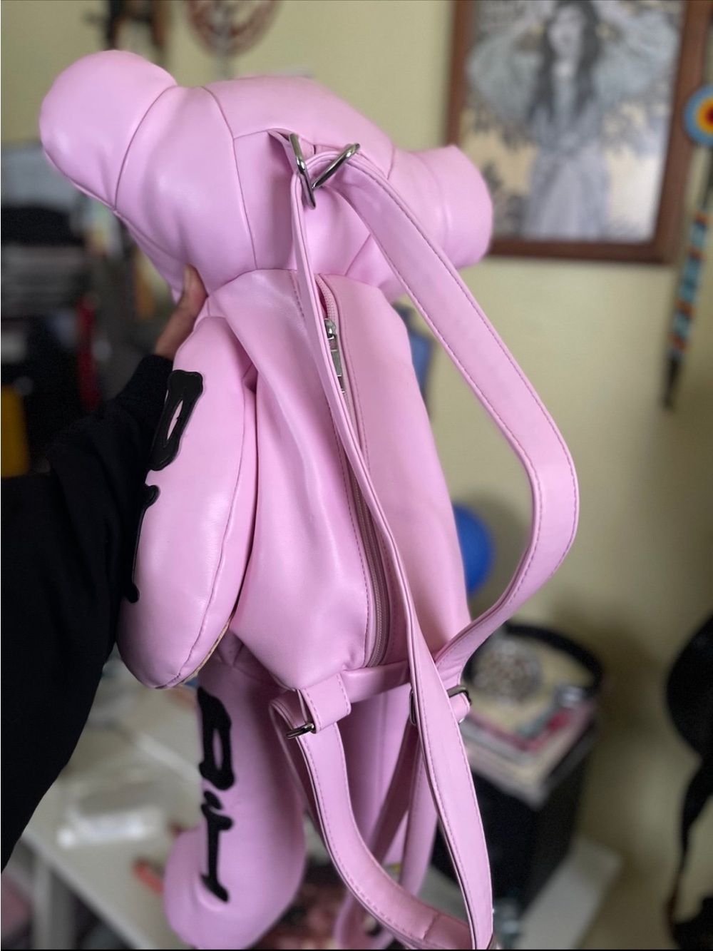 Rare!! Dolls Kill Current Mood Pink Skeleton Bear Backpack Bag Purse Goth Punk - Picture 6 of 9